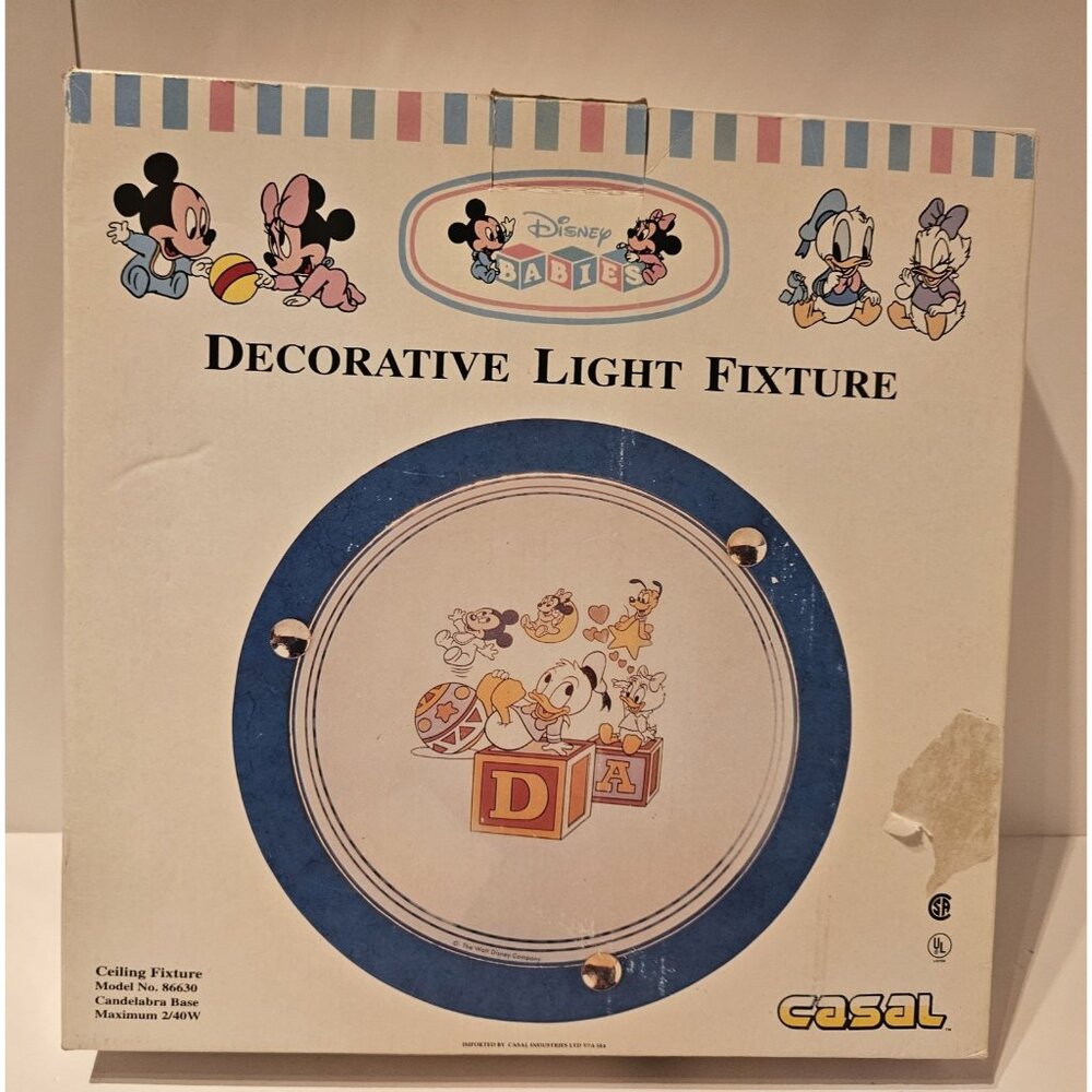 Vintage Disney Babies Light Fixture Children’s Room Mickey Opened But Never Used